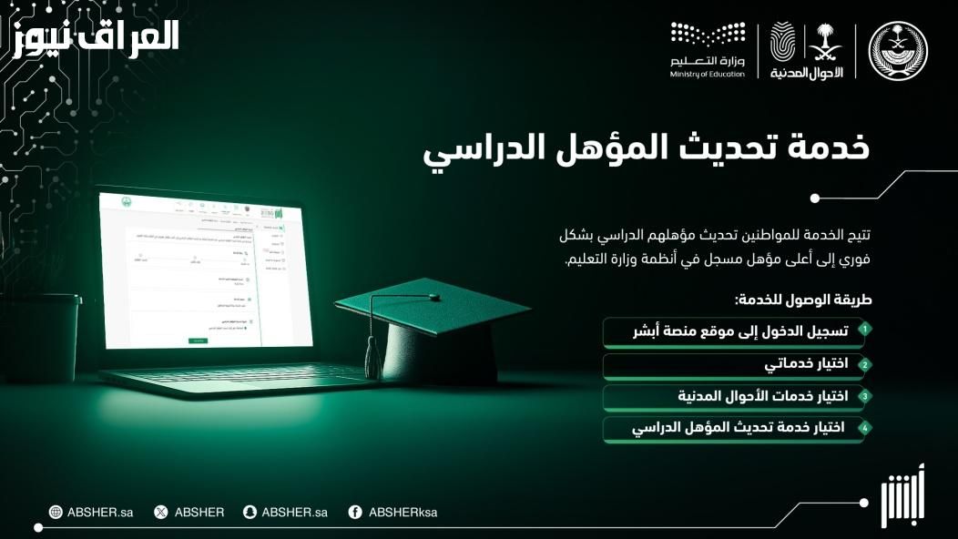 بياناتك جاهزة .. تحديث المؤهل الدراسي عبر أبشر خلّيها مظبوطة