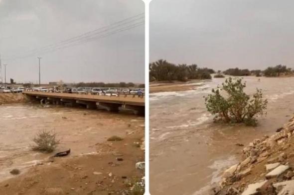 أمطار غزيرة تتسبب في جريان شعيب الحيسية بالرياض (شاهد فيديو)