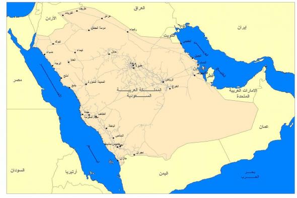 خريطة المملكة العربية السعودية الرسمية وحدودها بالتفصيل والمسافات - موقع الخليج الان