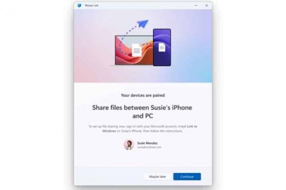 بعد سنوات.. مايكروسوفت تختبر مشاركة الملفات بين ويندوز وهواتف آيفون - موقع الخليج الان